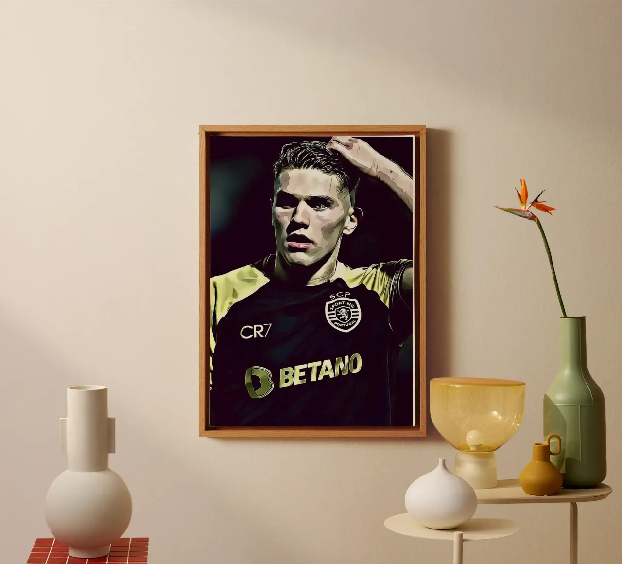 Gyökeres Sporting Lissabon zwart uitshirt Digitale Poster canvas met Baklijst van ArdanART