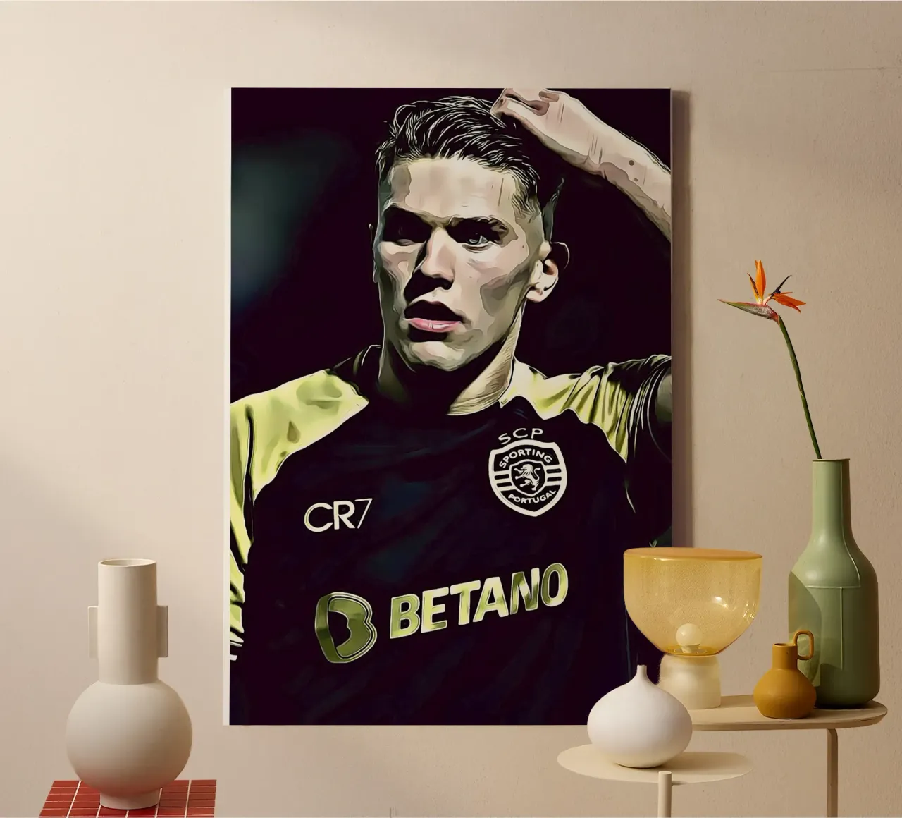 Gyökeres Sporting Lissabon zwart uitshirt Digitale Poster canvas met Baklijst van ArdanART