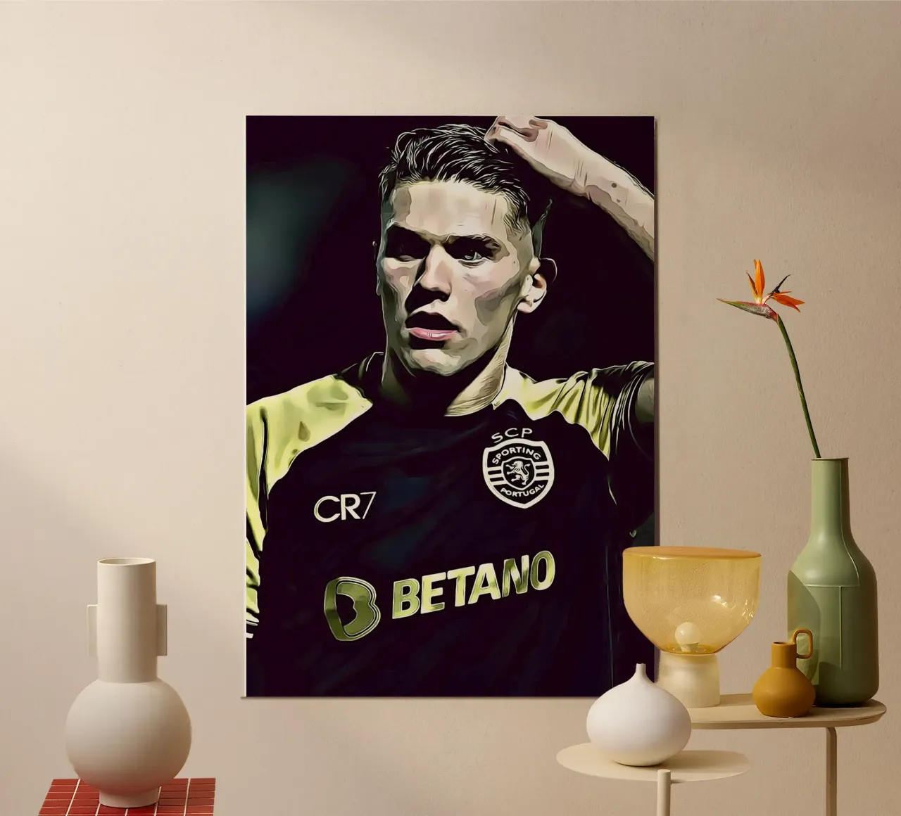 Gyökeres Sporting Lisbona Maglia nera da trasferta Poster digitale poster con telaio in legno da ArdanART