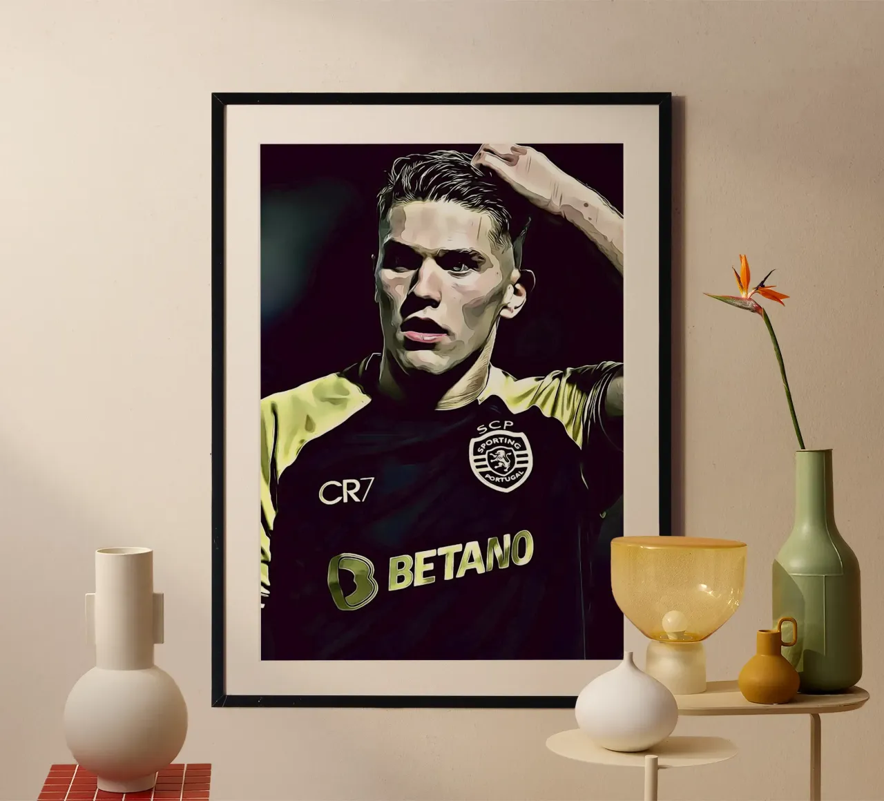 Gyökeres Sporting Lisbona Maglia nera da trasferta Poster digitale poster con telaio in legno da ArdanART