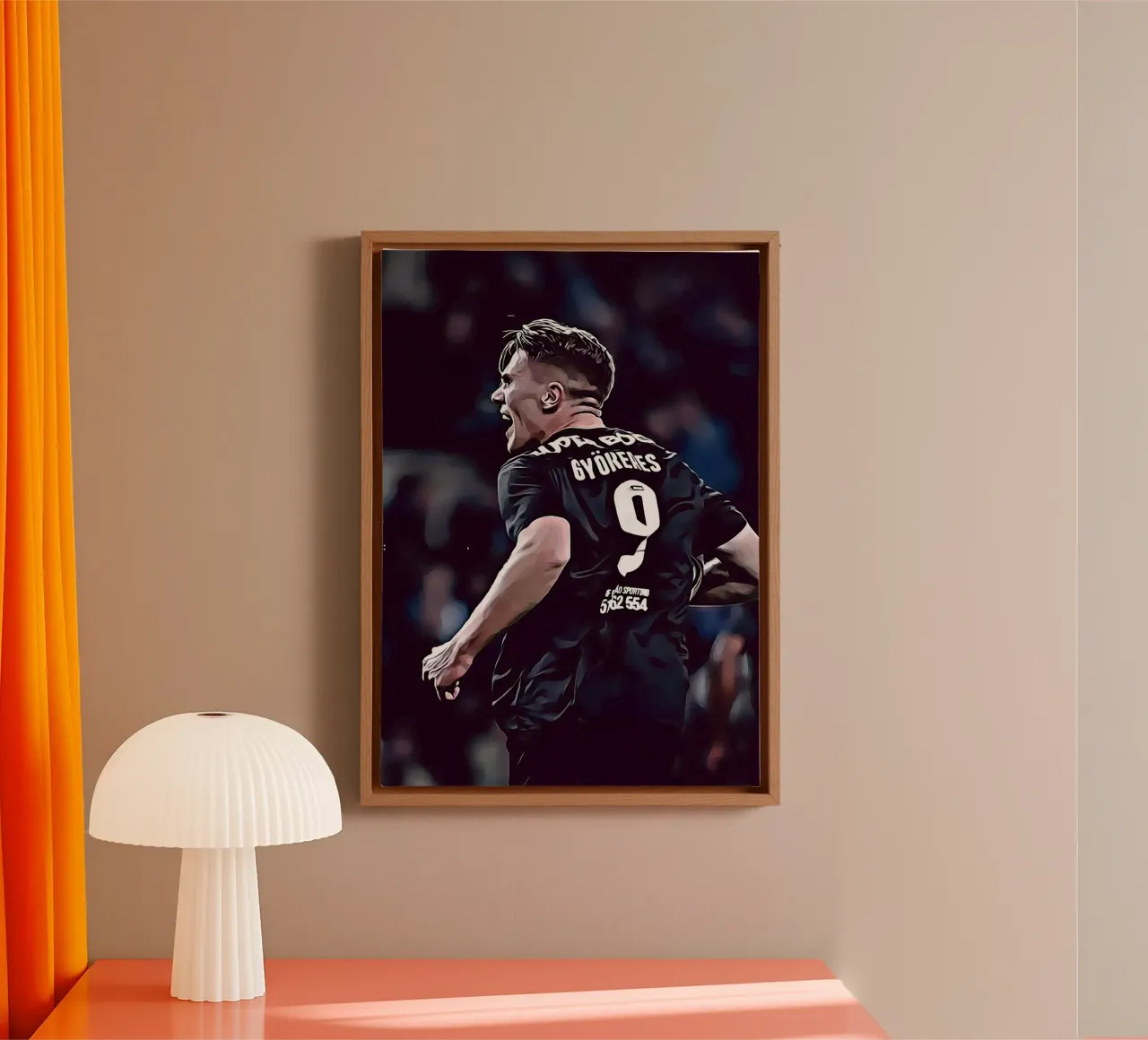 Gyökeres Sporting Lissabon zwart uitshirt 9 Digitale Poster canvas met Baklijst van ArdanART