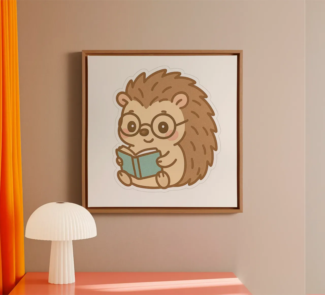 Sticker Hérisson Kawaii Chibi avec Livre – Adorable et Geek toile avec Caisse américaine de So Cute Land - Affiches et posters