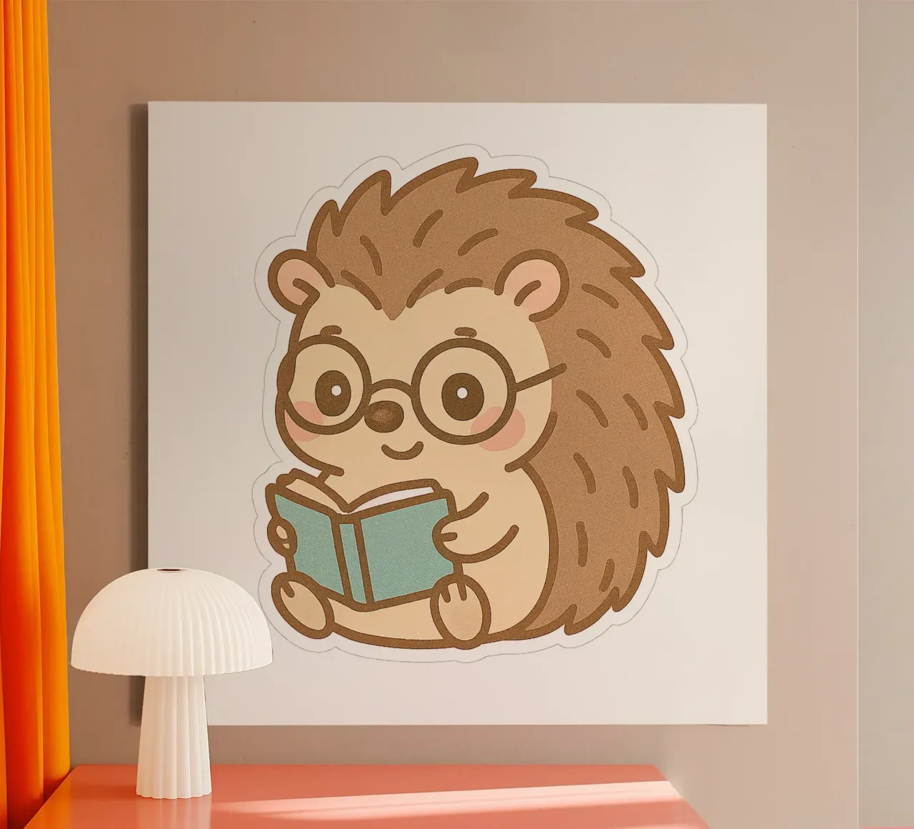 Sticker Hérisson Kawaii Chibi avec Livre – Adorable et Geek toile avec Caisse américaine de So Cute Land - Affiches et posters
