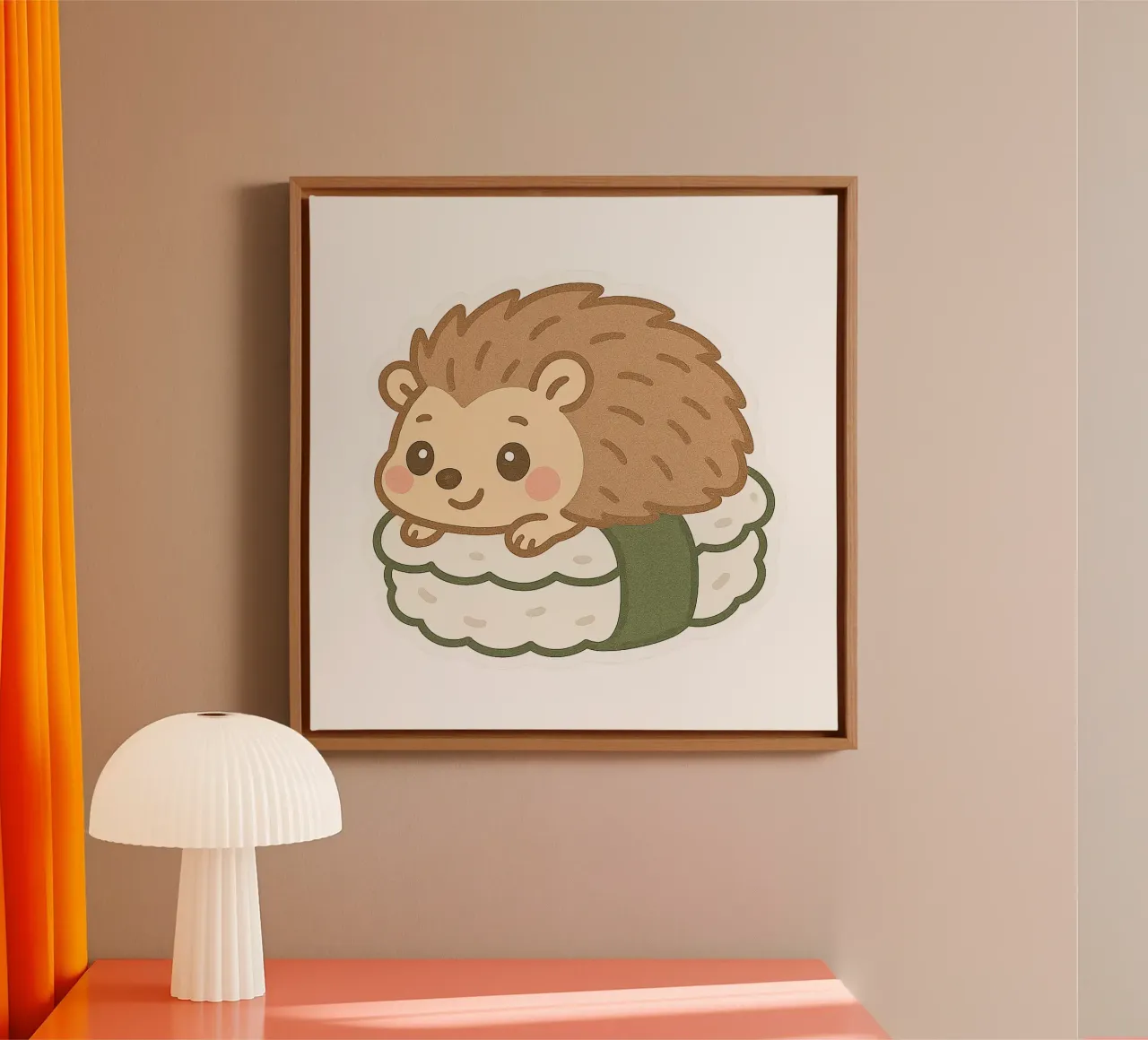 Sticker Igel Sushi Kawaii - Süß und originell Leinwand mit Schattenfugenrahmen von So Cute Land - Affiches et posters