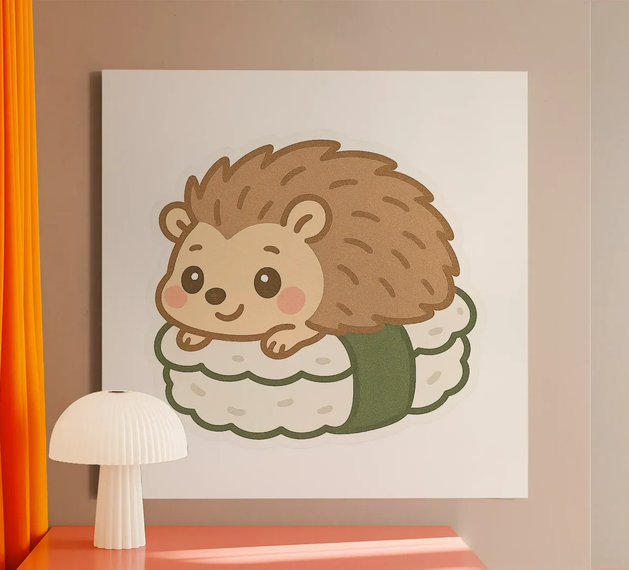 Sticker Igel Sushi Kawaii - Süß und originell Leinwand mit Schattenfugenrahmen von So Cute Land - Affiches et posters