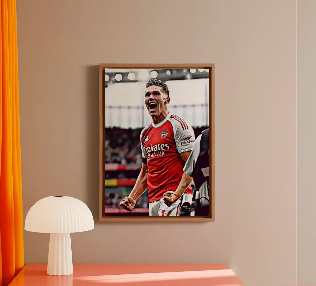 Gyökeres Arsenal Jersey Goal Celebration Poster Digitale tela con Cornice a cassetta da ArdanART