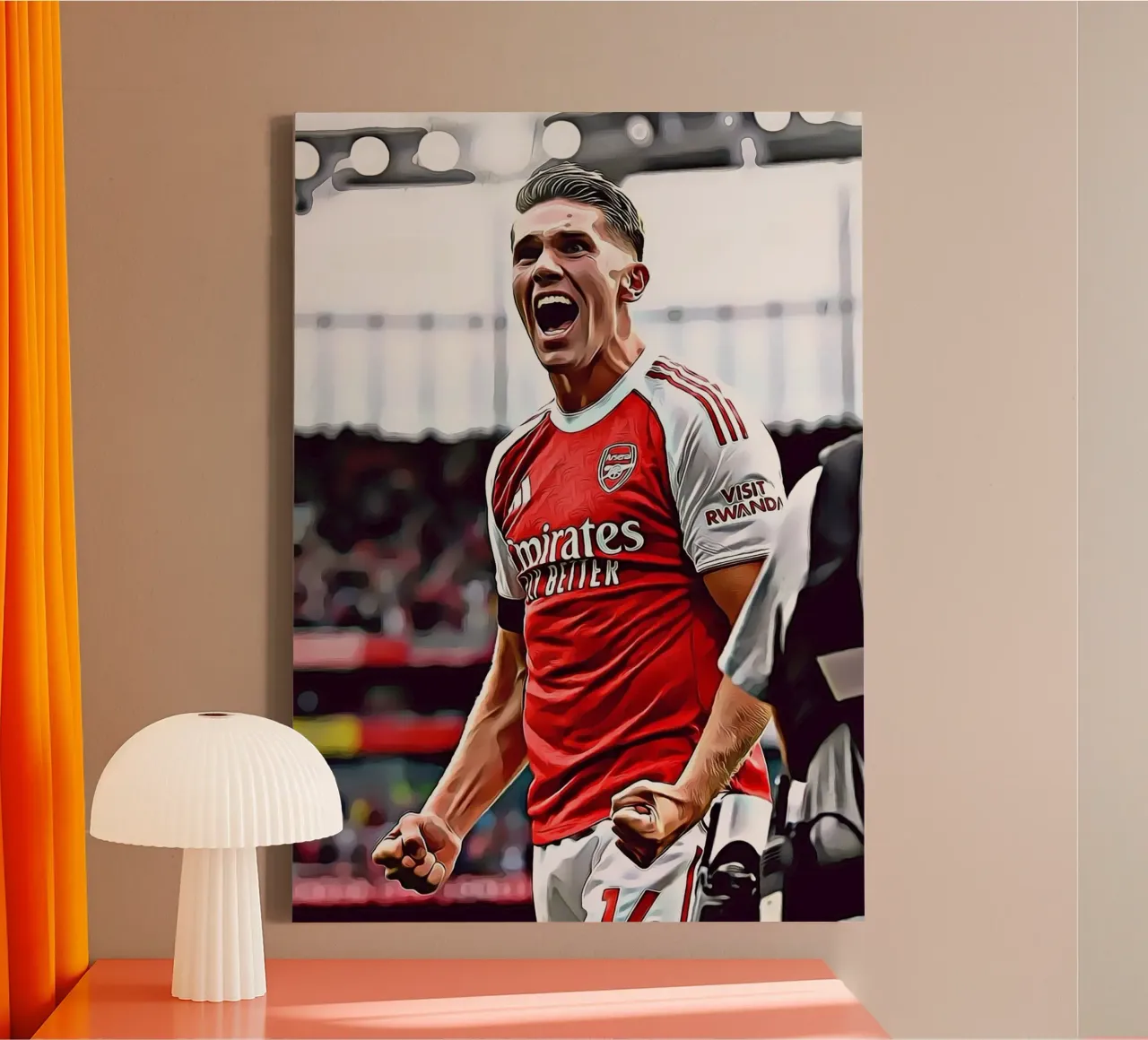 Gyökeres Arsenal Jersey Goal Celebration Poster Digitale tela con Cornice a cassetta da ArdanART