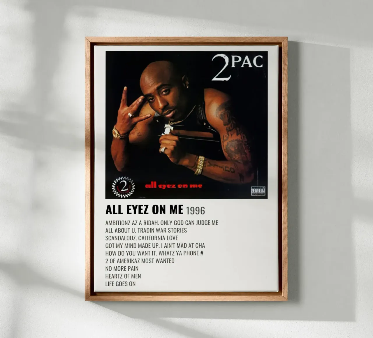 2Pac All Eyes On Me canvas met Baklijst van Roronoa7