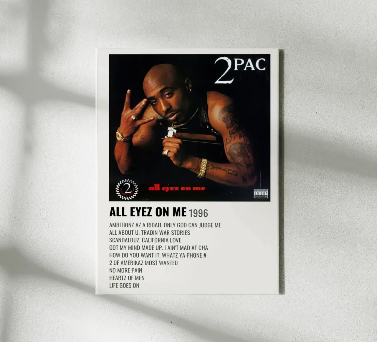 2Pac All Eyes On Me canvas met Baklijst van Roronoa7