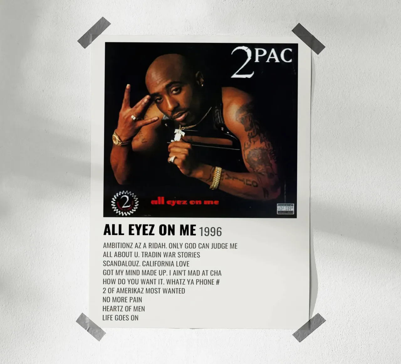2Pac All Eyes On Me poster con telaio in plastica da Roronoa7