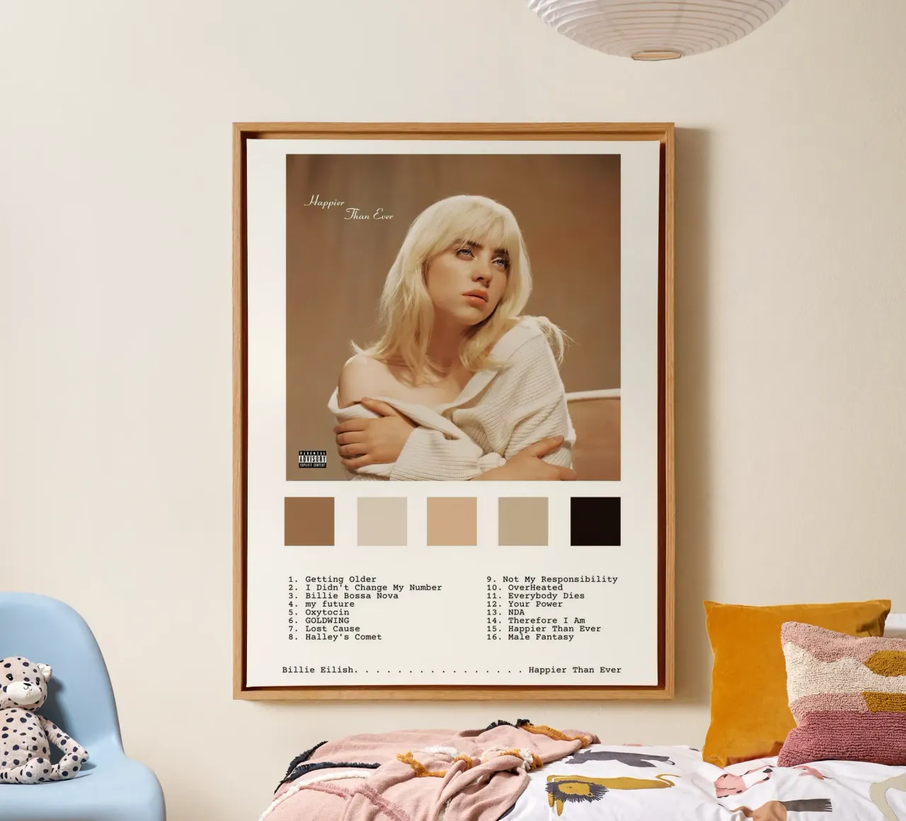 Billie Eilish Happier Than Ever canvas met Baklijst van Roronoa7