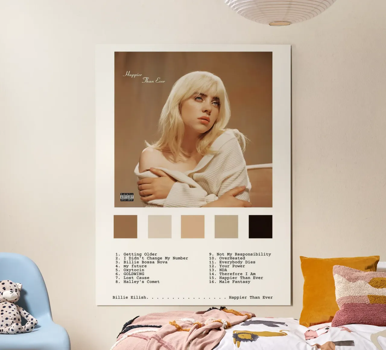 Billie Eilish Happier Than Ever poster con telaio in alluminio da Roronoa7