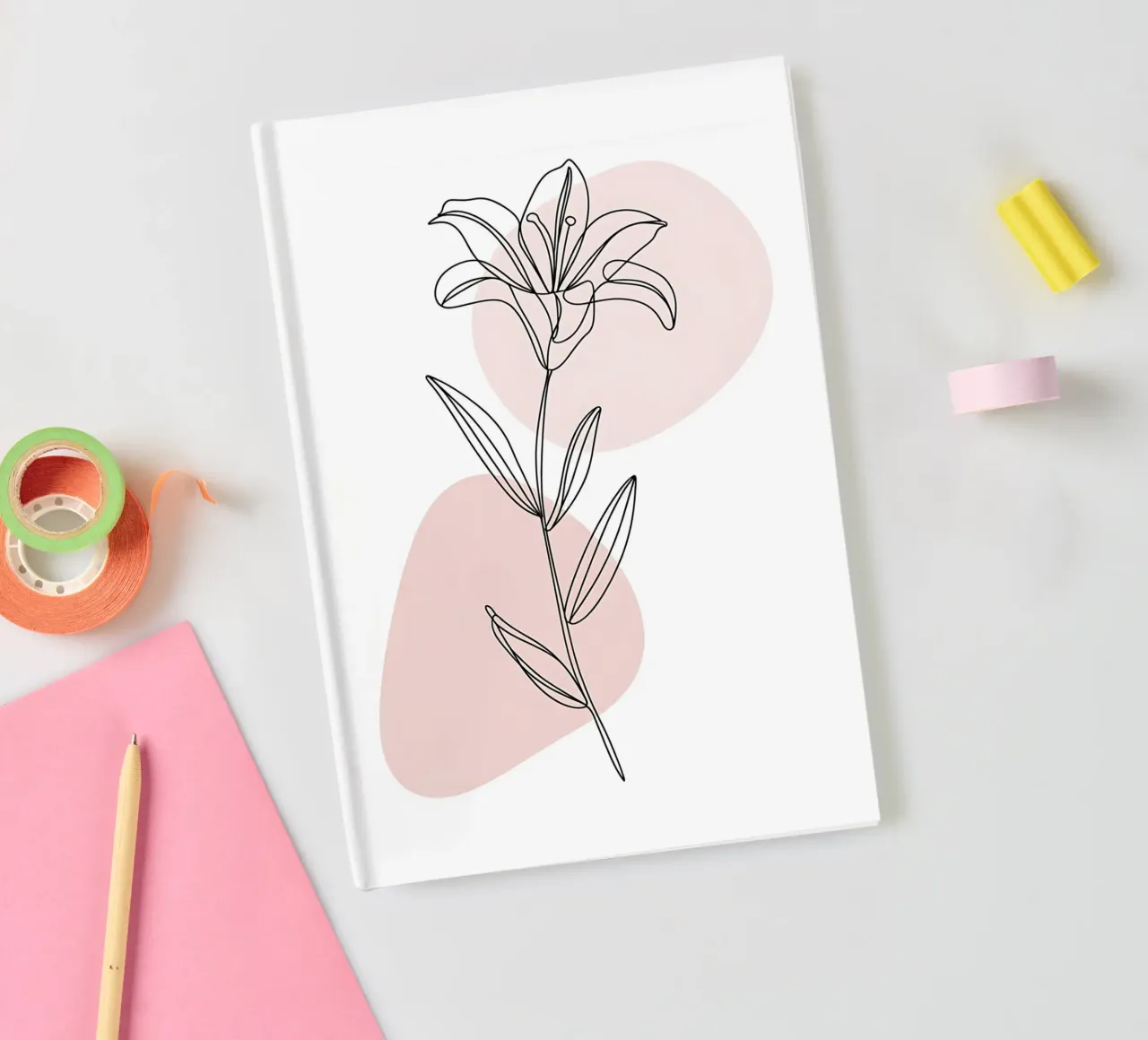 Minimalist Fleur de Lys in a continuous line notebook by Plain Thoughts