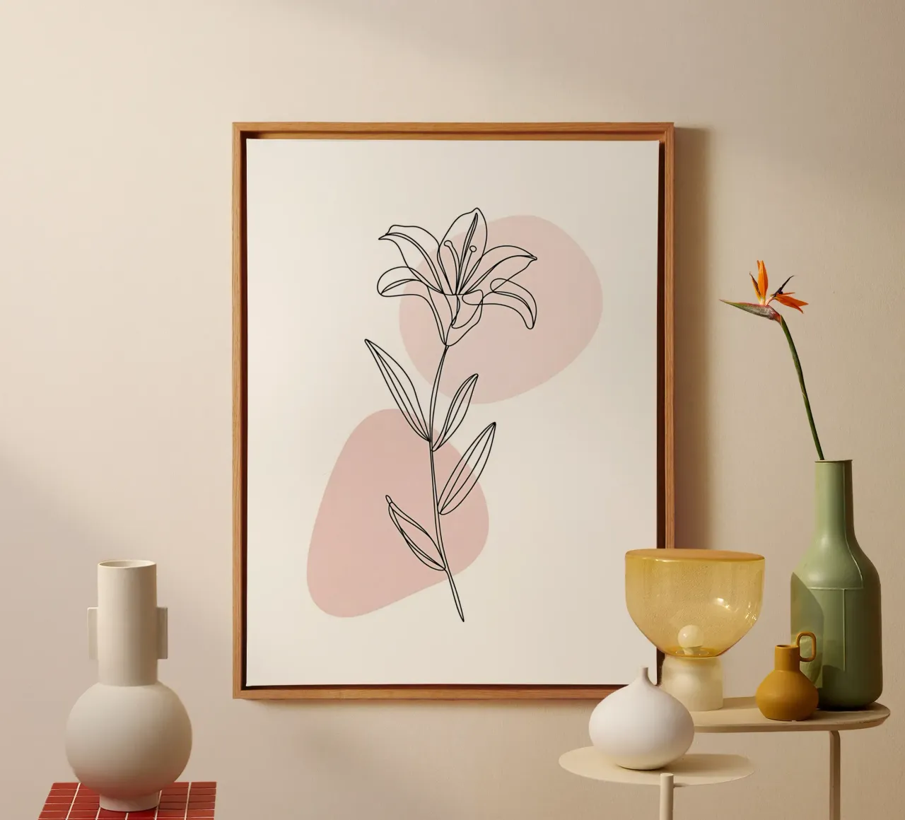 Fleur de Lys minimalista in linea continua tela con Cornice a cassetta da Plain Thoughts