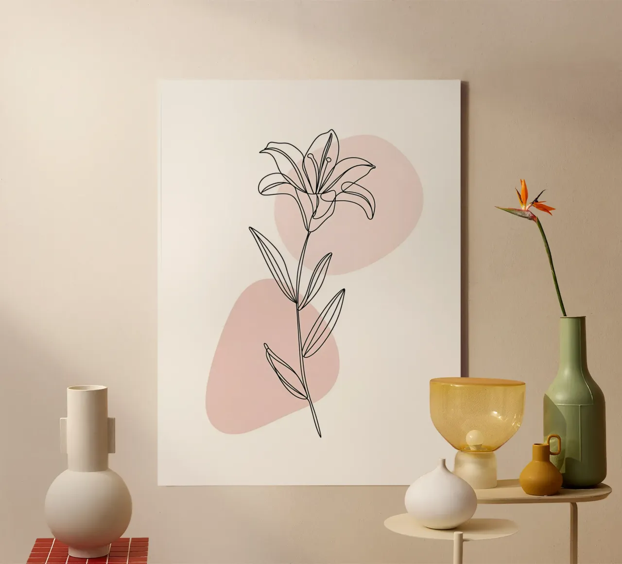 Fleur de Lys minimalista in linea continua tela con Cornice a cassetta da Plain Thoughts