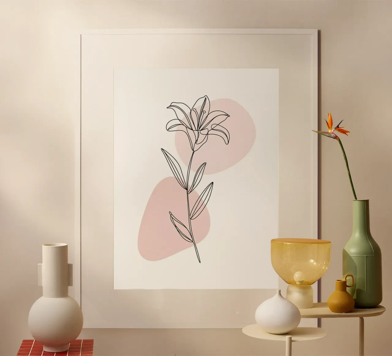 Minimalist Fleur de Lys in a continuous line poster with plastic frame by Plain Thoughts
