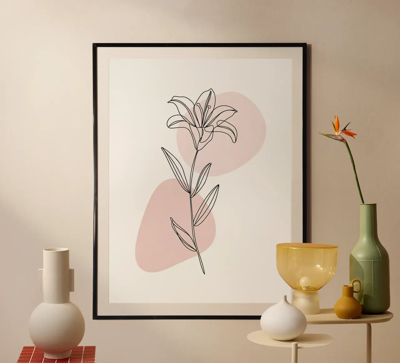 Minimalist Fleur de Lys in a continuous line poster with plastic frame by Plain Thoughts