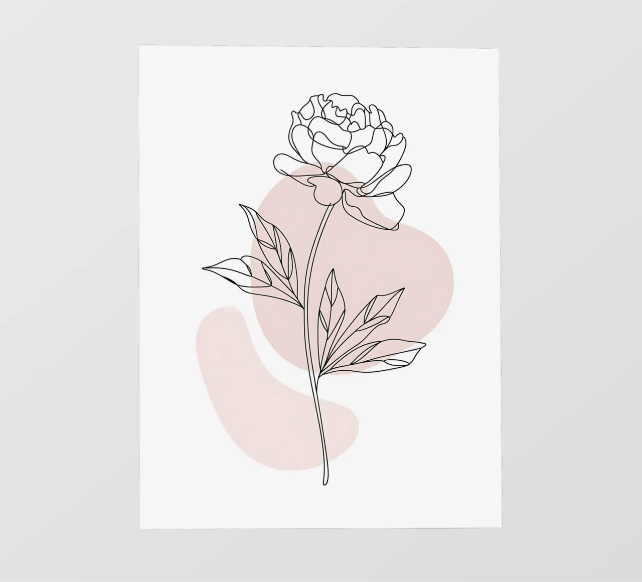 Peonia minimalista in linea continua telo in pvc da Plain Thoughts