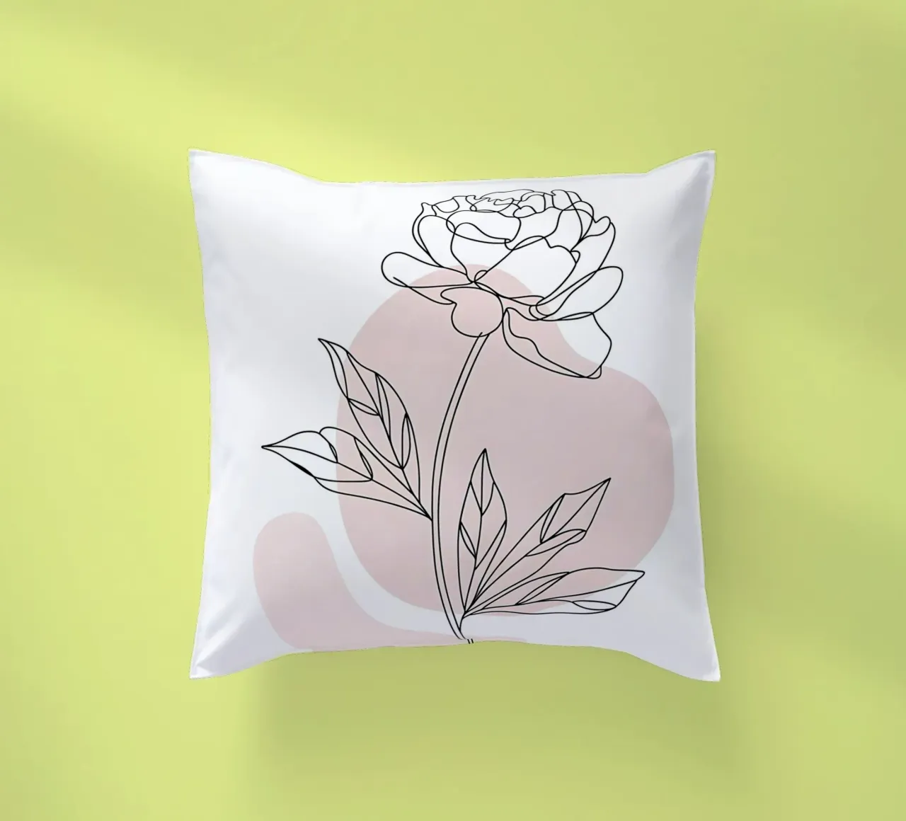 Peonia minimalista in linea continua cuscino da Plain Thoughts