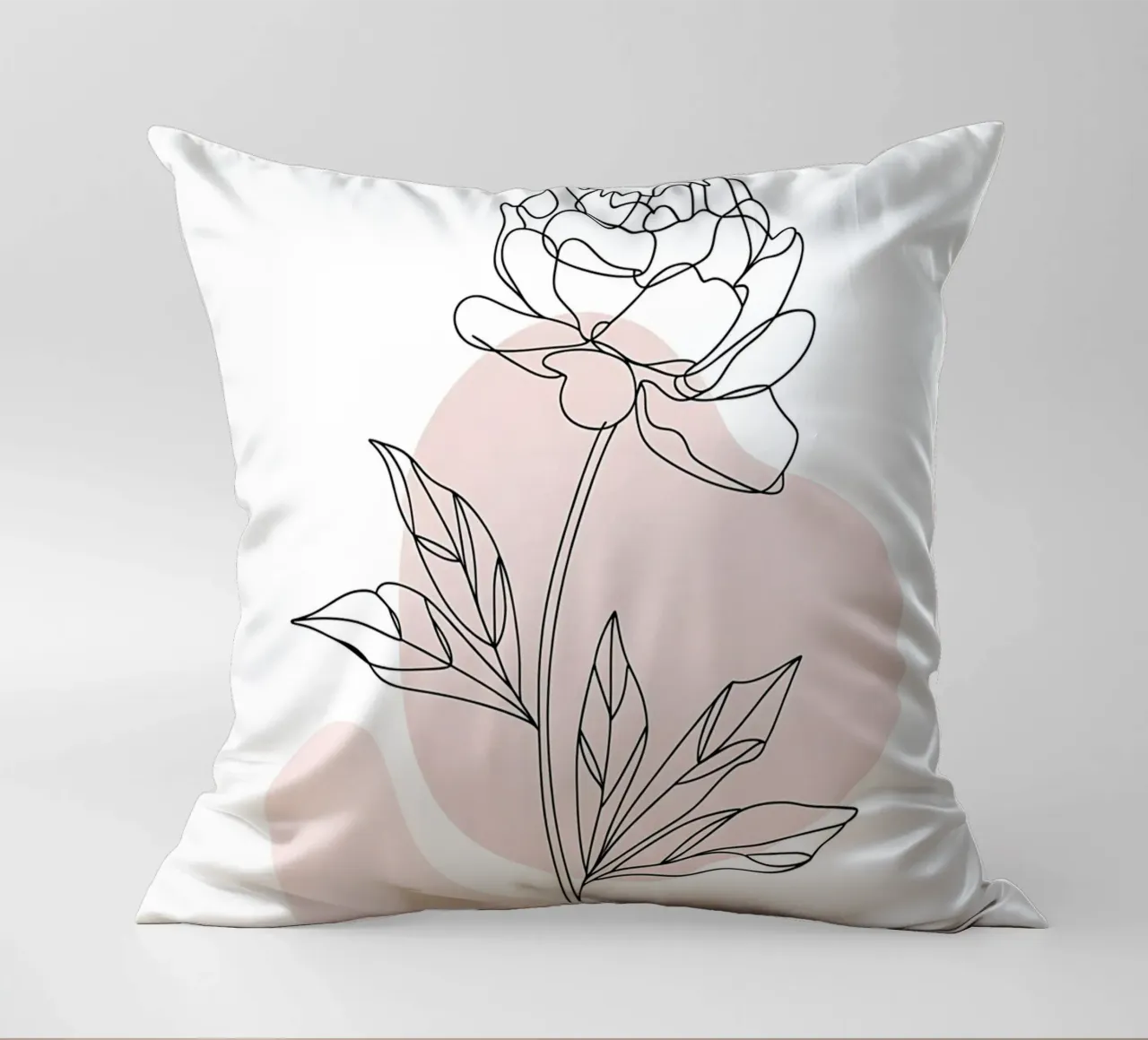 Peonia minimalista in linea continua cuscino da Plain Thoughts