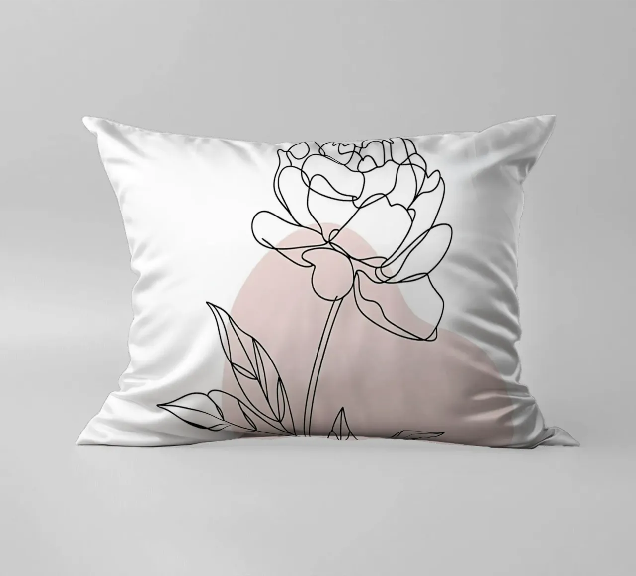 Peonia minimalista in linea continua cuscino da Plain Thoughts