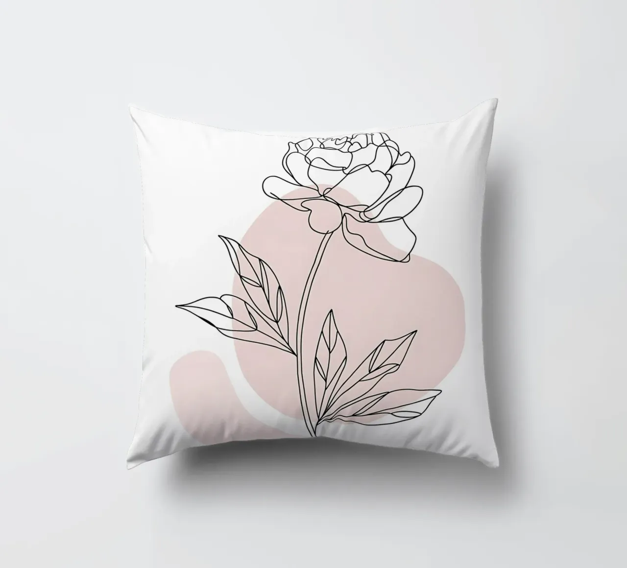Peonia minimalista in linea continua cuscino da Plain Thoughts