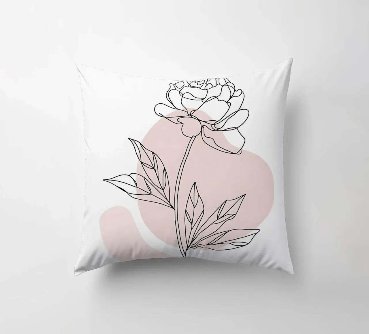 Peonia minimalista in linea continua cuscino da Plain Thoughts