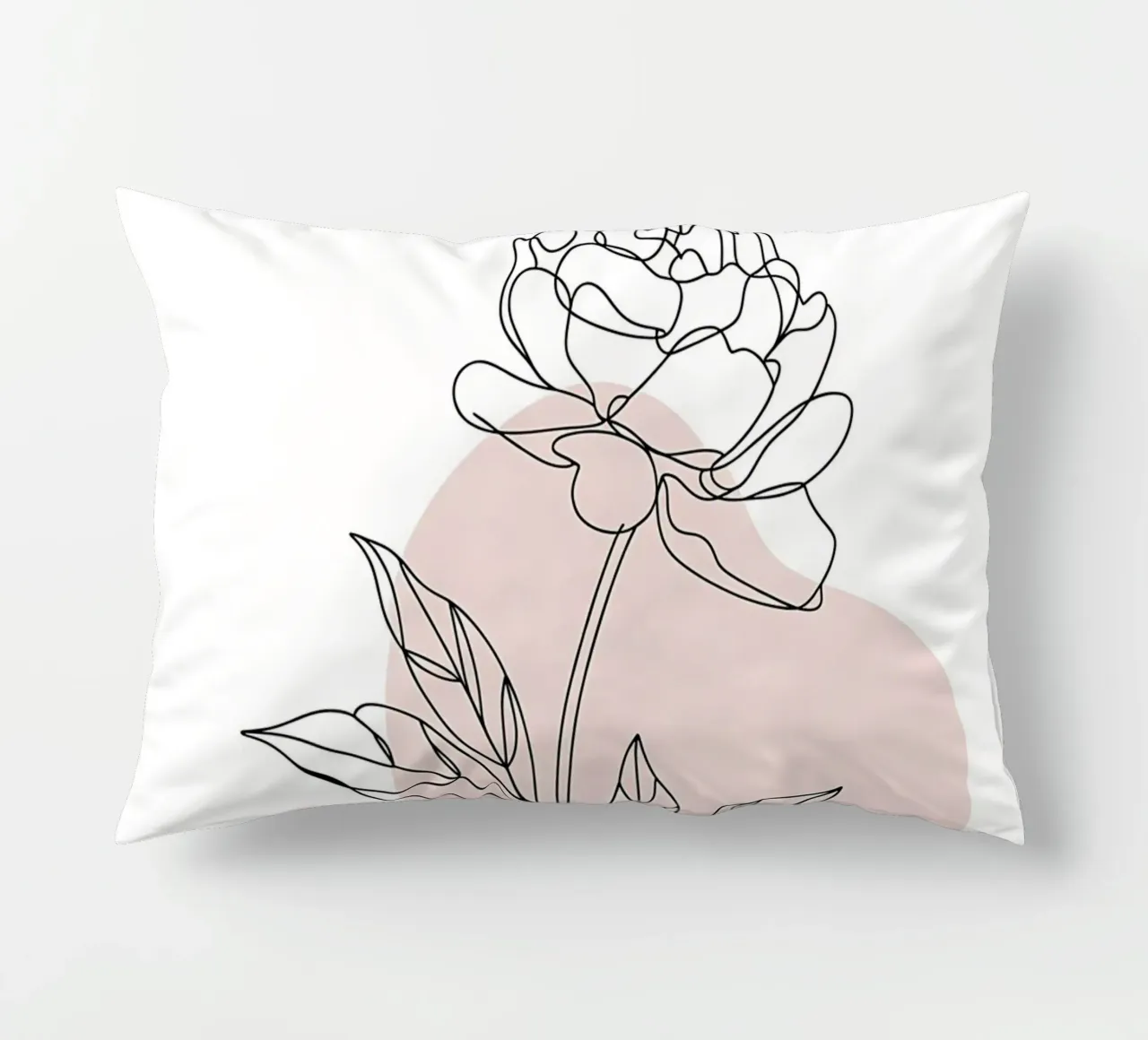 Peonia minimalista in linea continua cuscino da Plain Thoughts