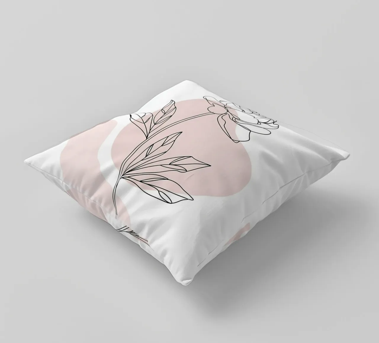 Peonia minimalista in linea continua cuscino da Plain Thoughts