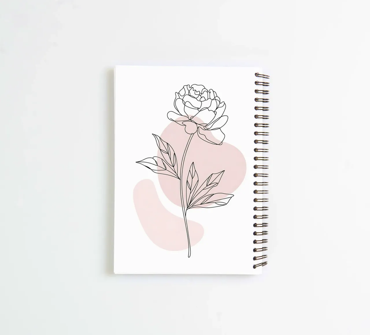 Minimalist peony in a continuous line spiral notebook by Plain Thoughts