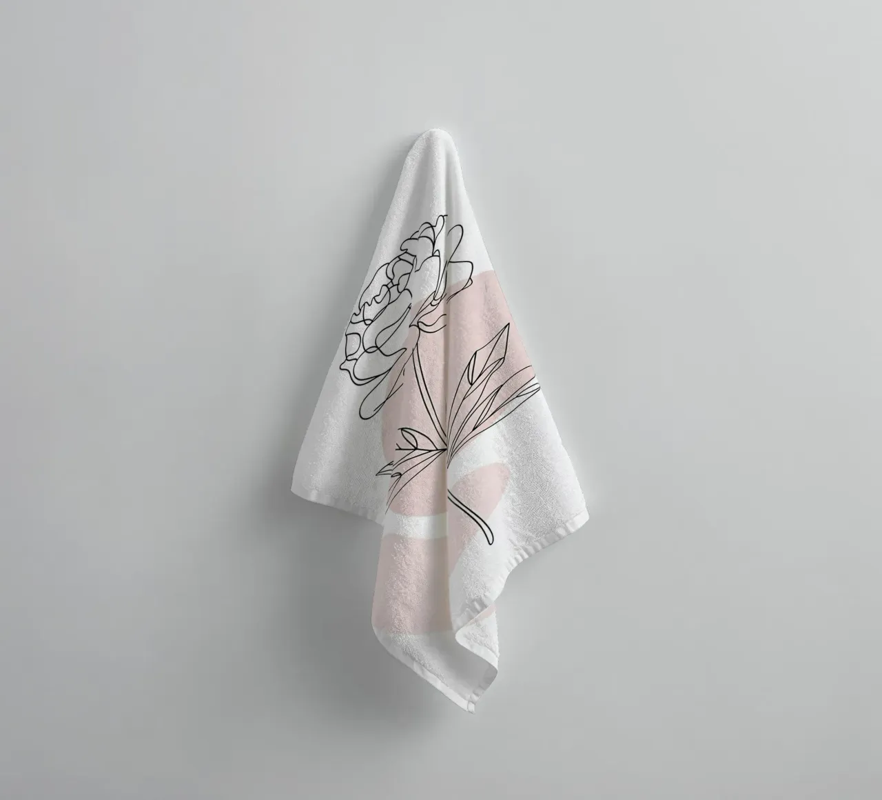 Minimalist peony in a continuous line towel by Plain Thoughts