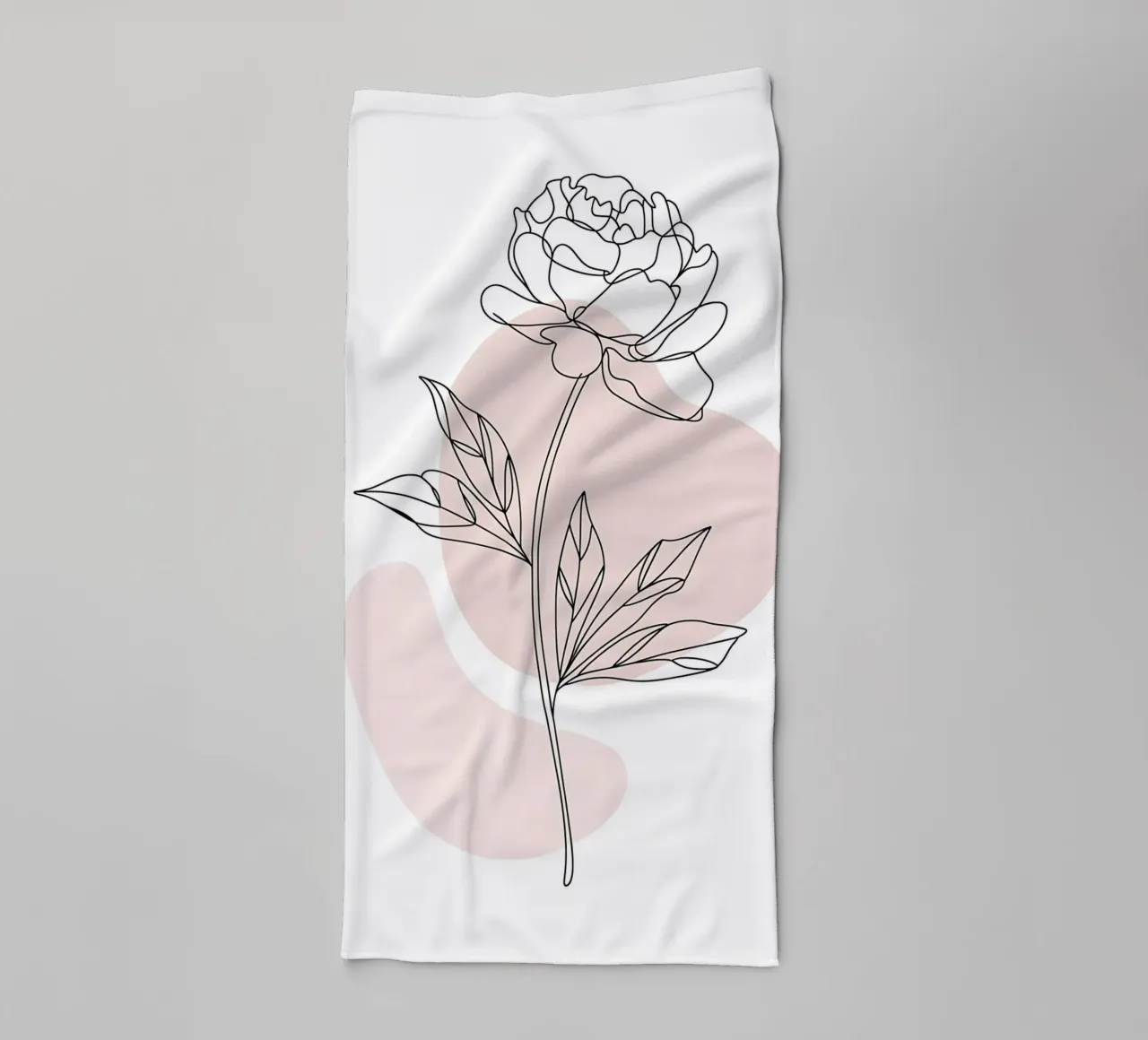 Minimalist peony in a continuous line towel by Plain Thoughts