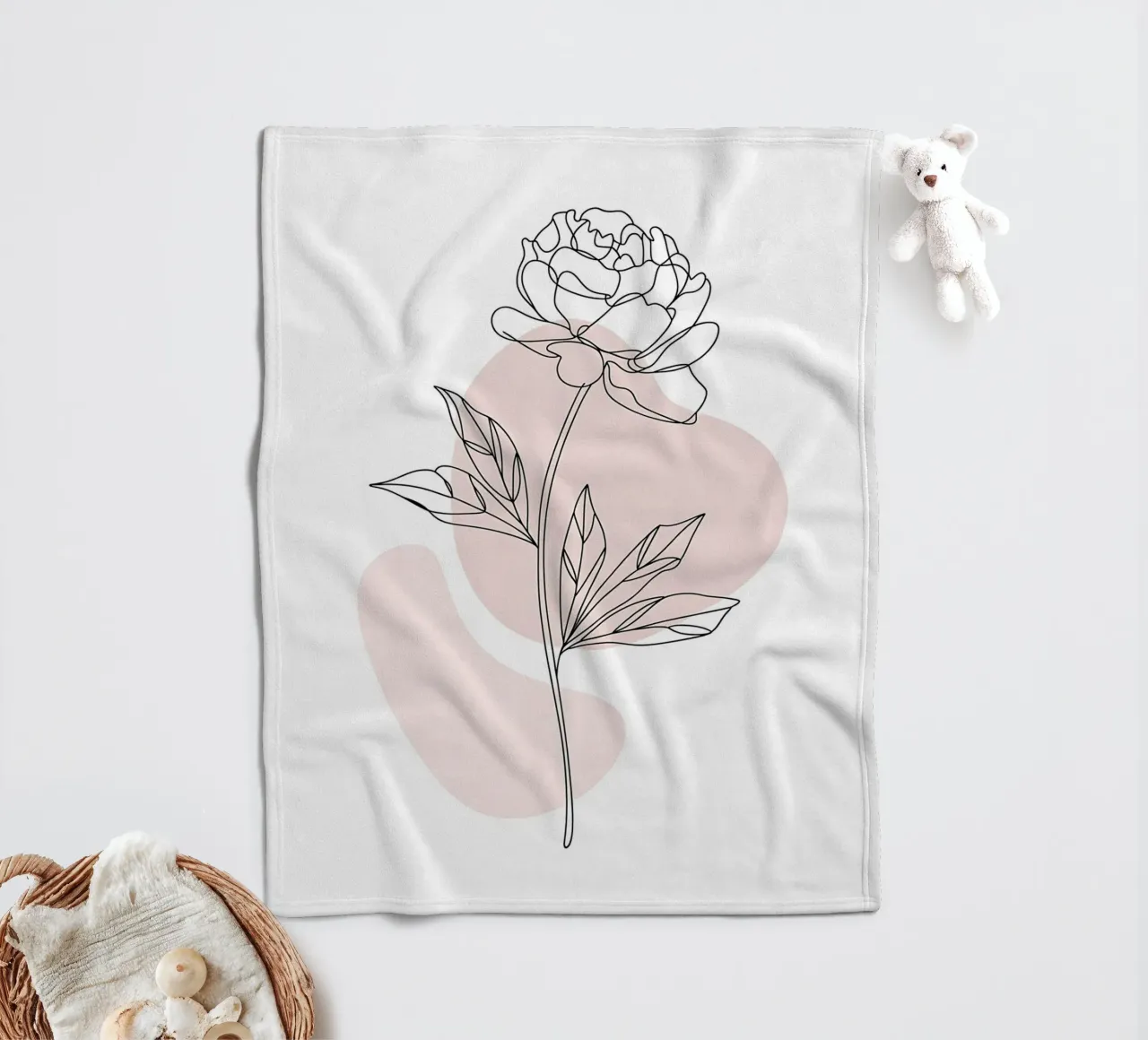 Peonia minimalista in linea continua coperta in pile da Plain Thoughts