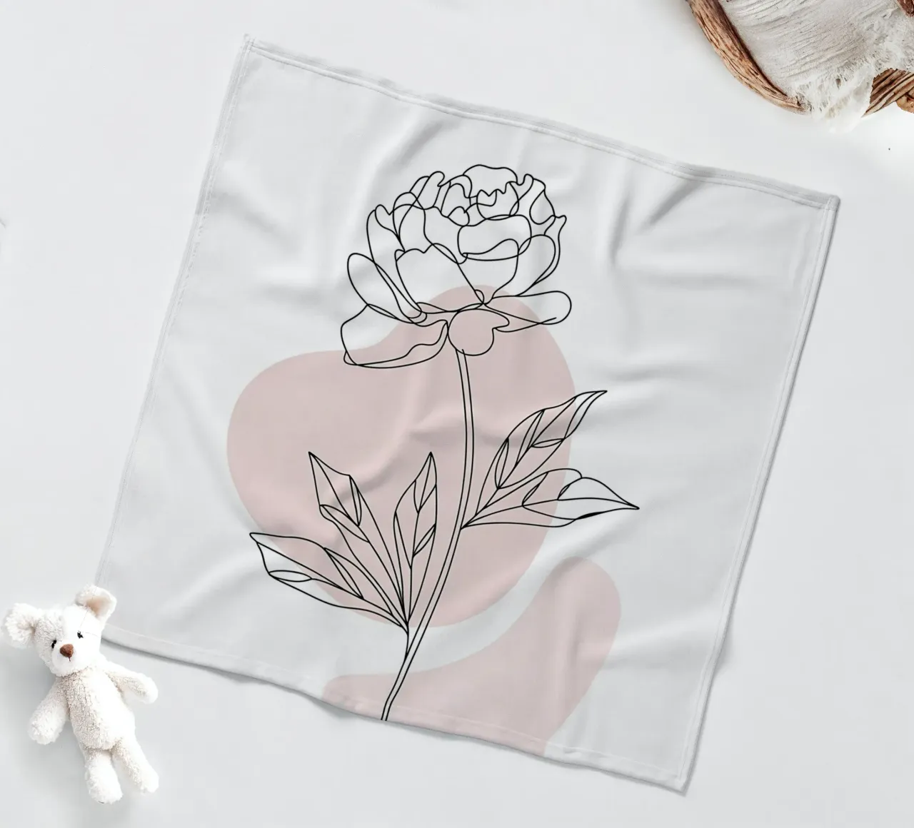 Peonia minimalista in linea continua coperta in pile da Plain Thoughts