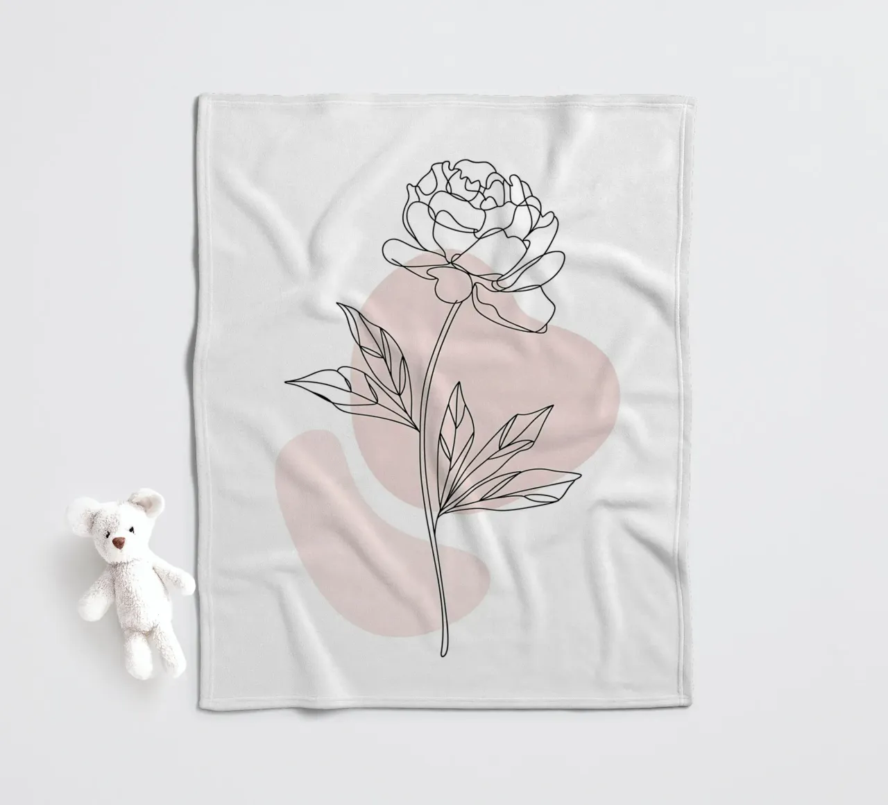 Peonia minimalista in linea continua coperta in pile da Plain Thoughts