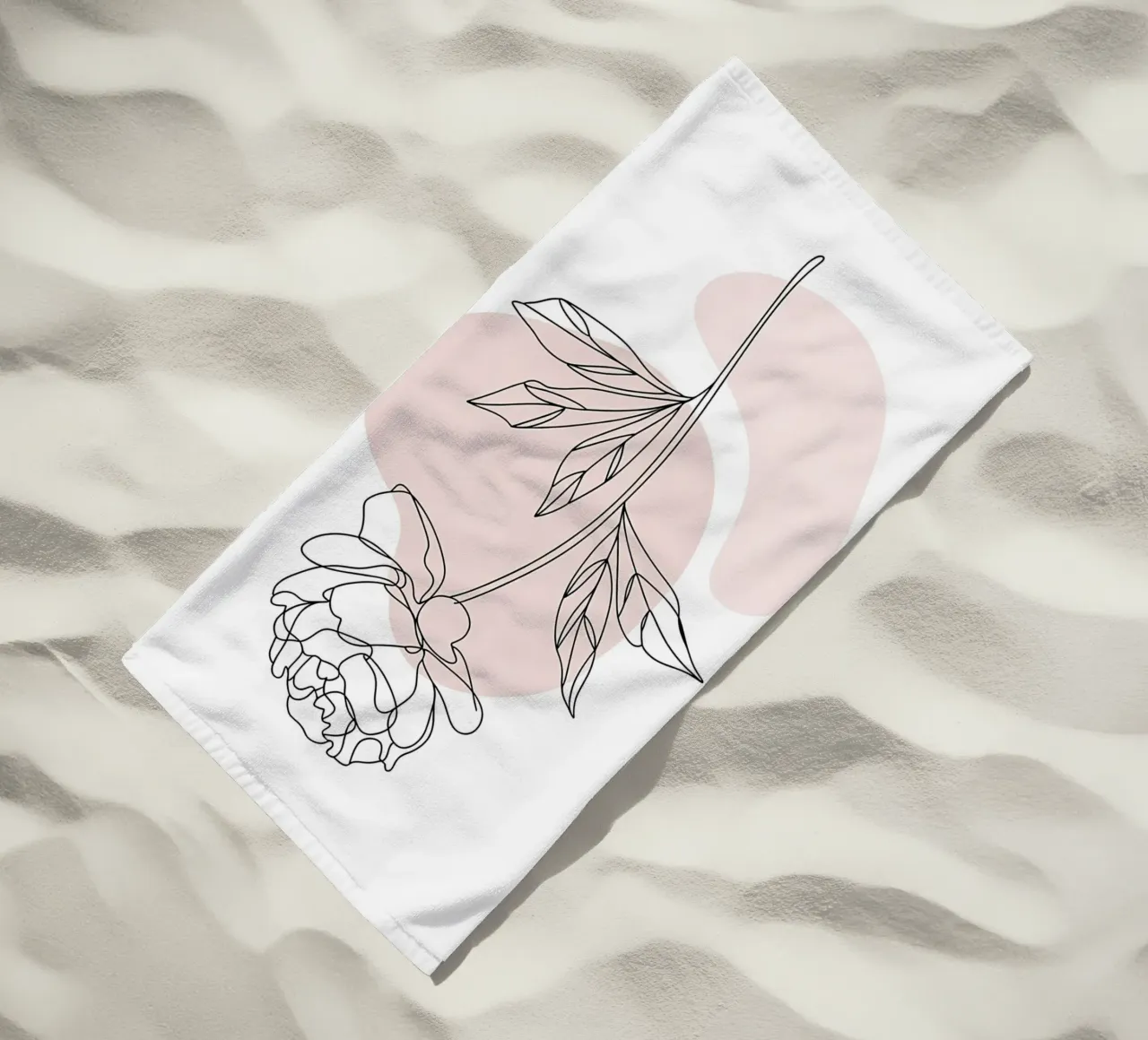 Peonia minimalista in linea continua telo mare da Plain Thoughts