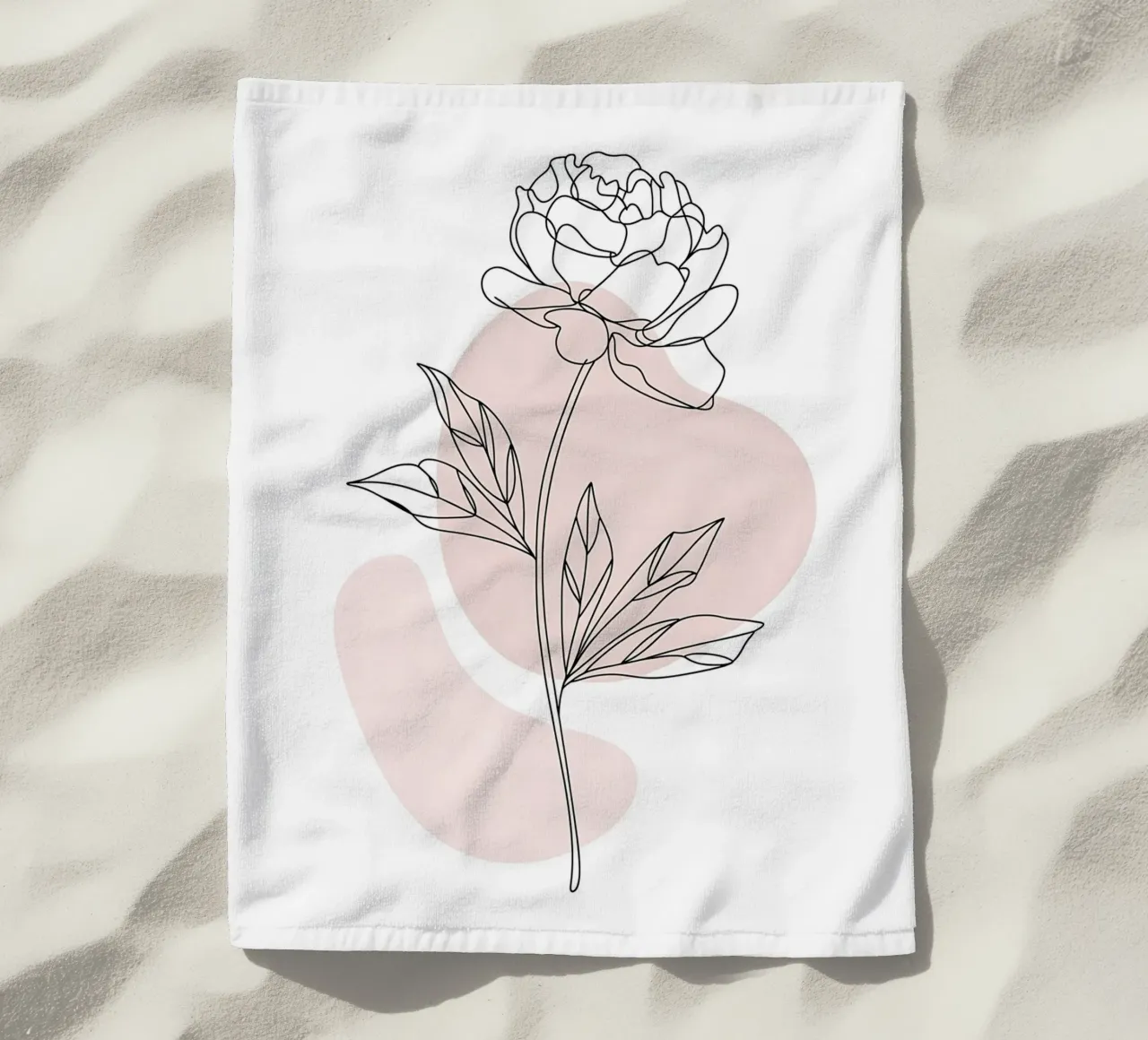 Peonia minimalista in linea continua telo mare da Plain Thoughts