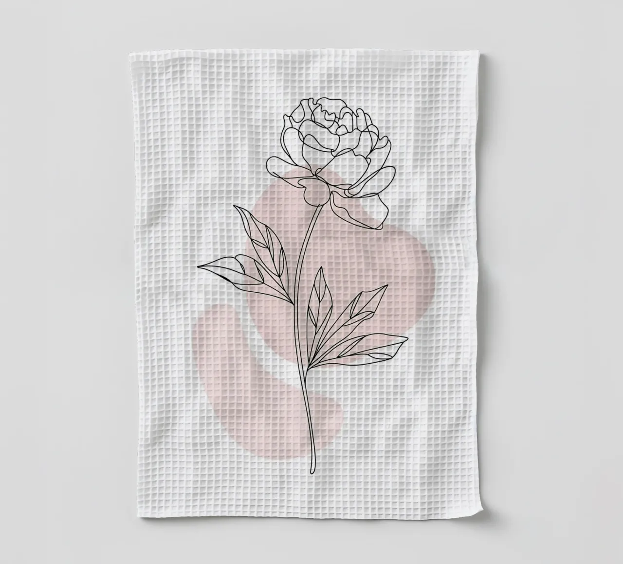 Peonia minimalista in linea continua canovaccio da cucina da Plain Thoughts