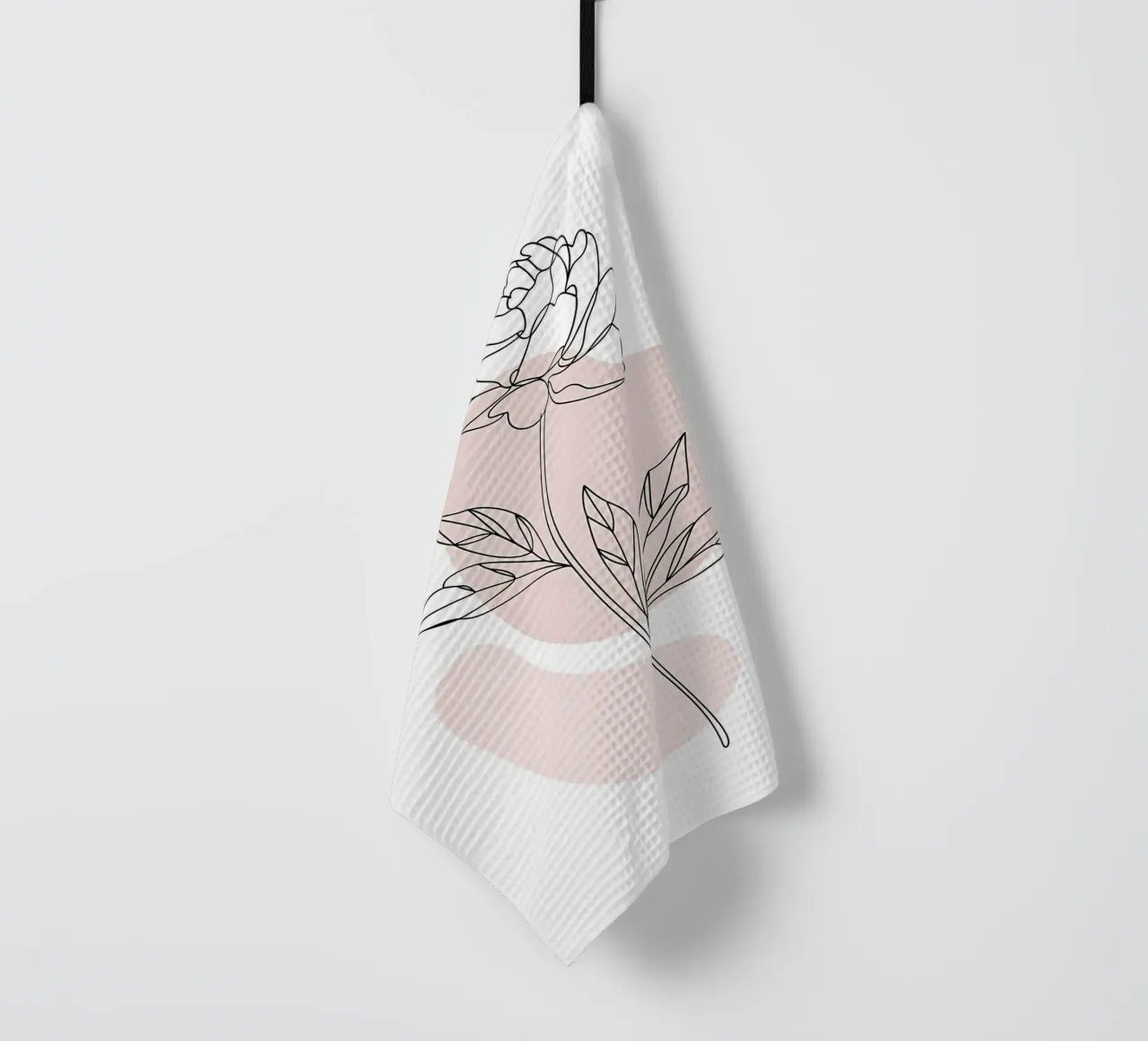 Peonia minimalista in linea continua canovaccio da cucina da Plain Thoughts