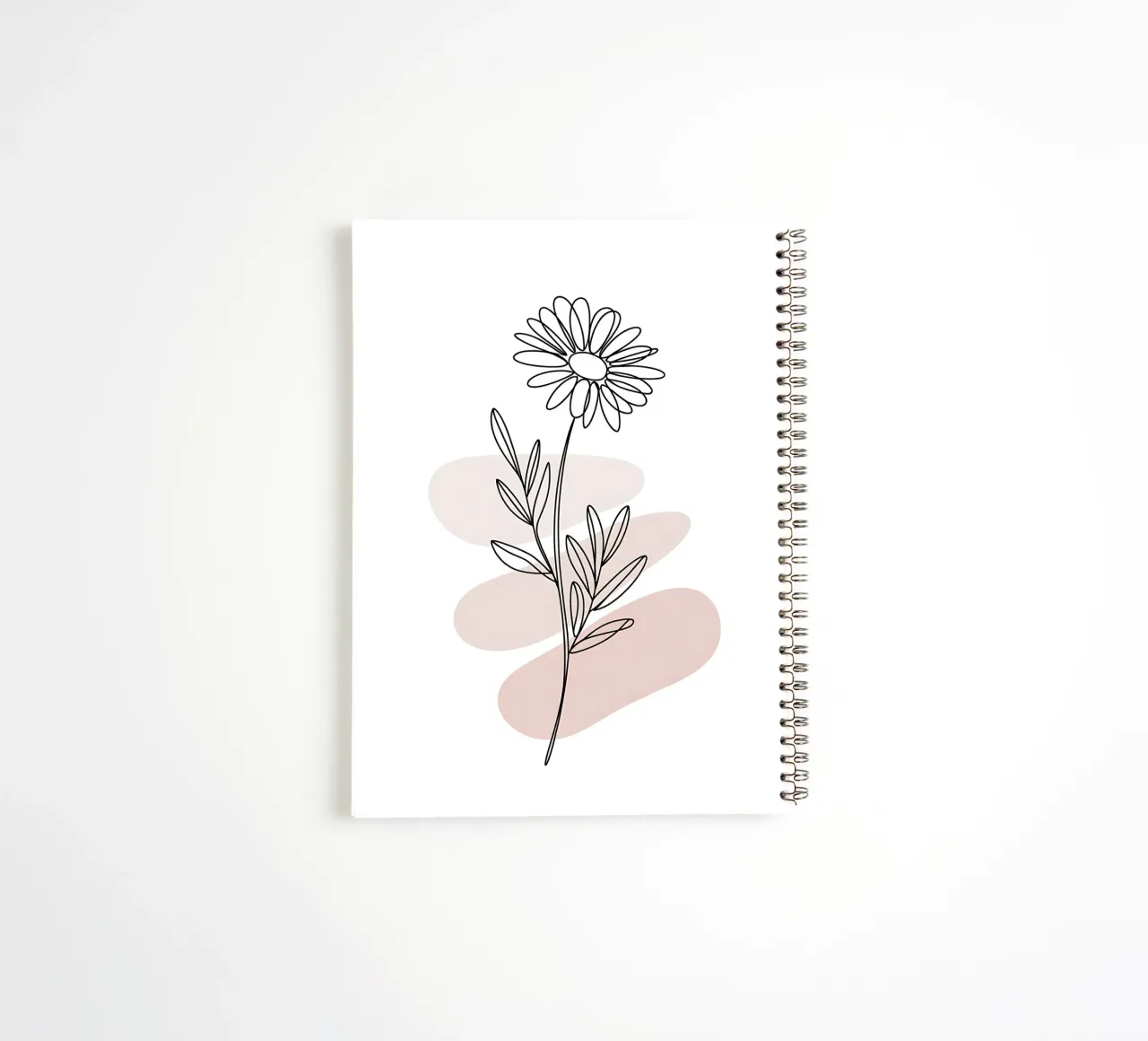 Minimalist continuous-line daisy spiral notebook by Plain Thoughts