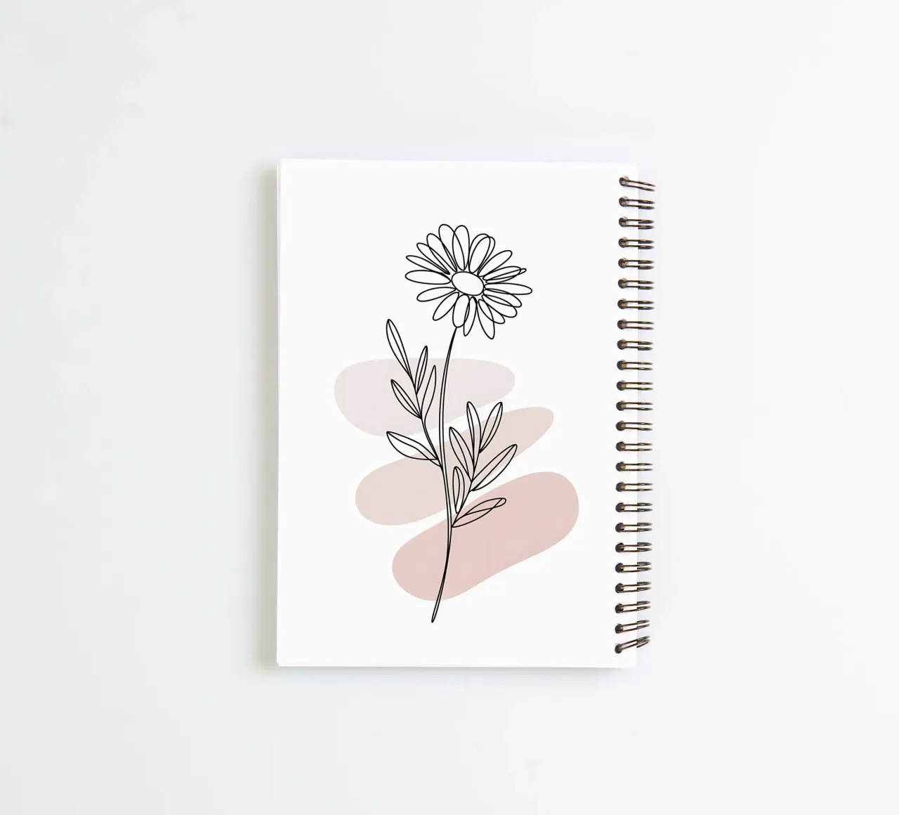 Minimalist continuous-line daisy spiral notebook by Plain Thoughts