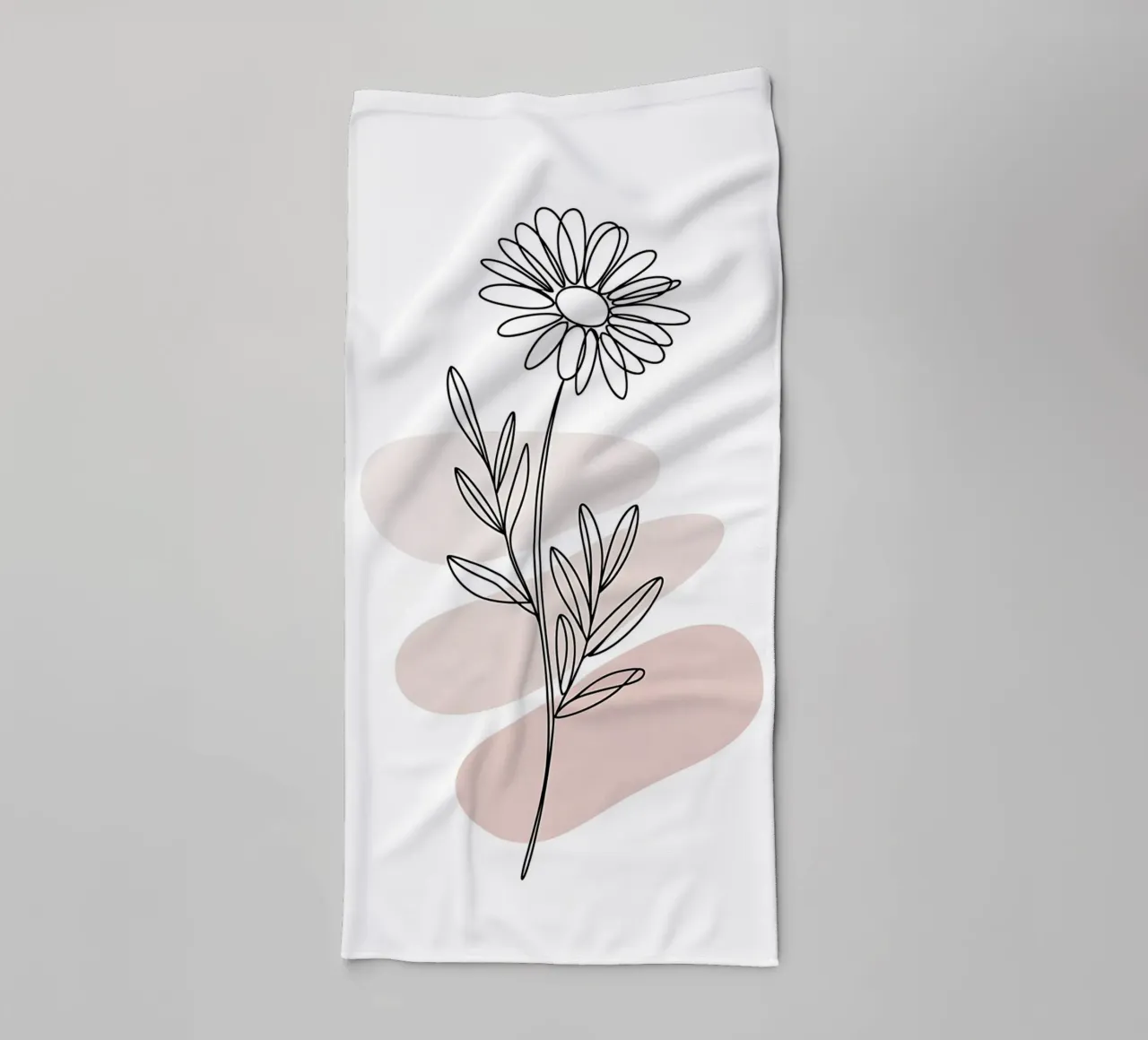 Minimalist continuous-line daisy towel by Plain Thoughts