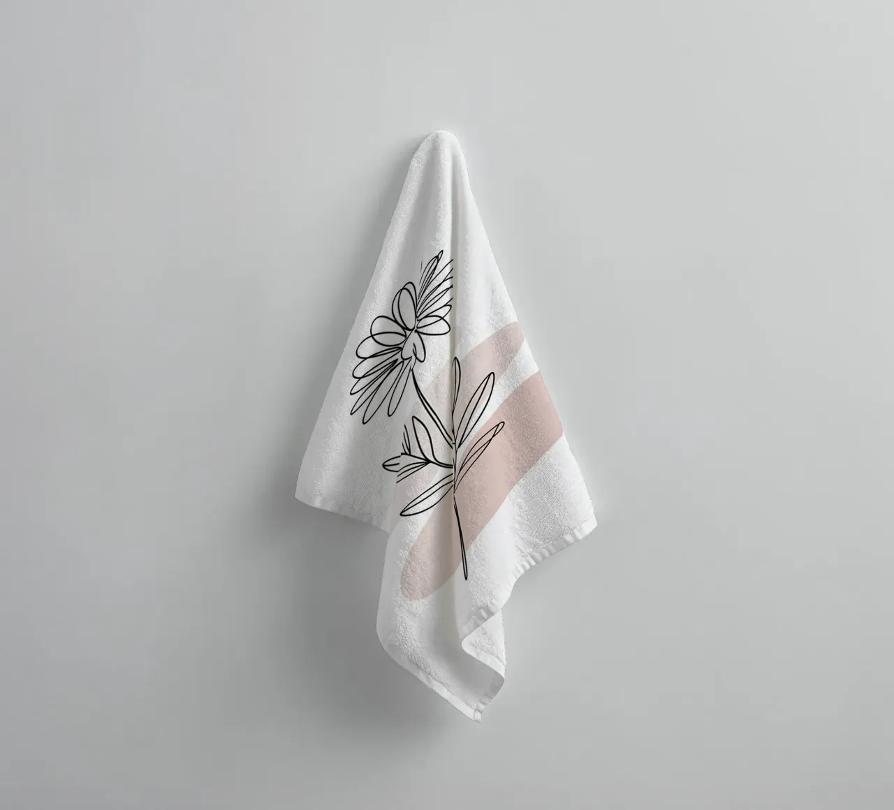 Minimalist continuous-line daisy towel by Plain Thoughts