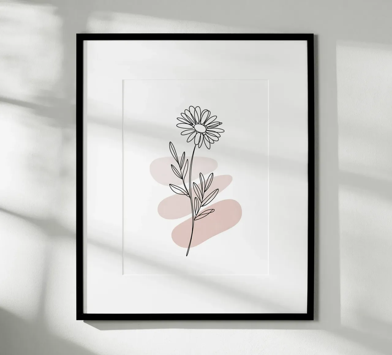 Minimalist continuous-line daisy poster with plastic frame by Plain Thoughts