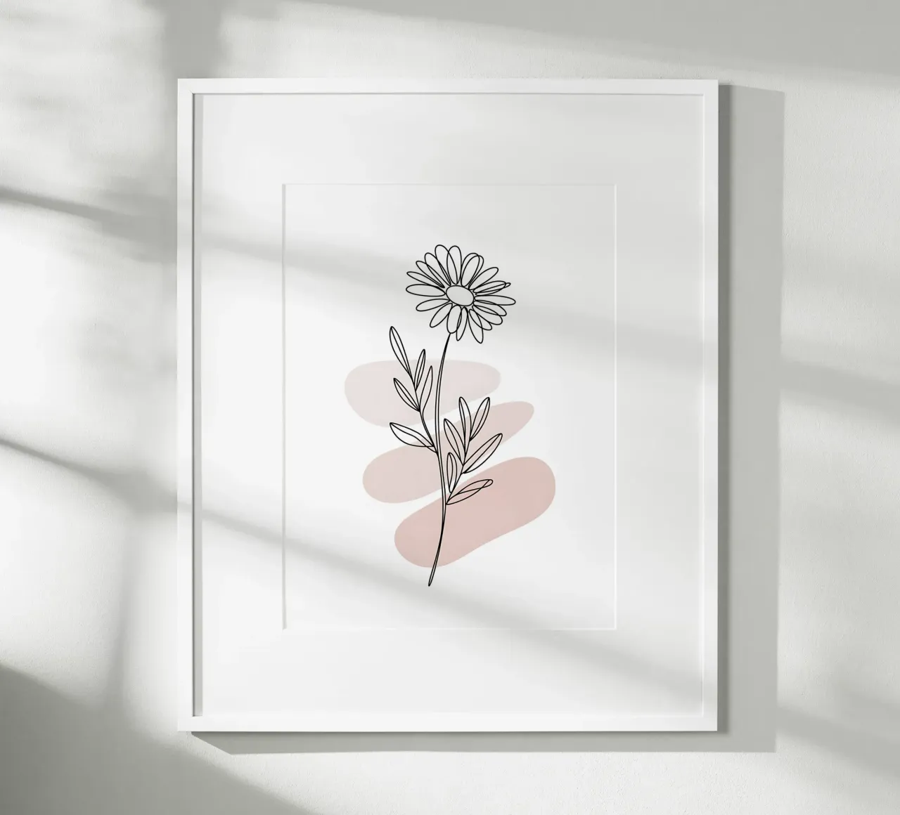 Minimalist continuous-line daisy poster with plastic frame by Plain Thoughts
