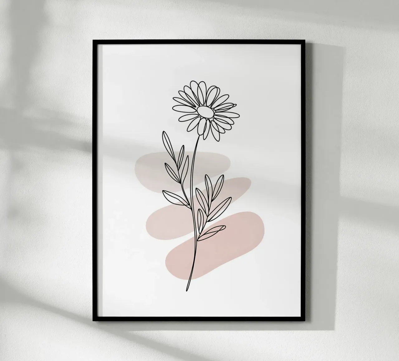 Minimalist continuous-line daisy poster with plastic frame by Plain Thoughts