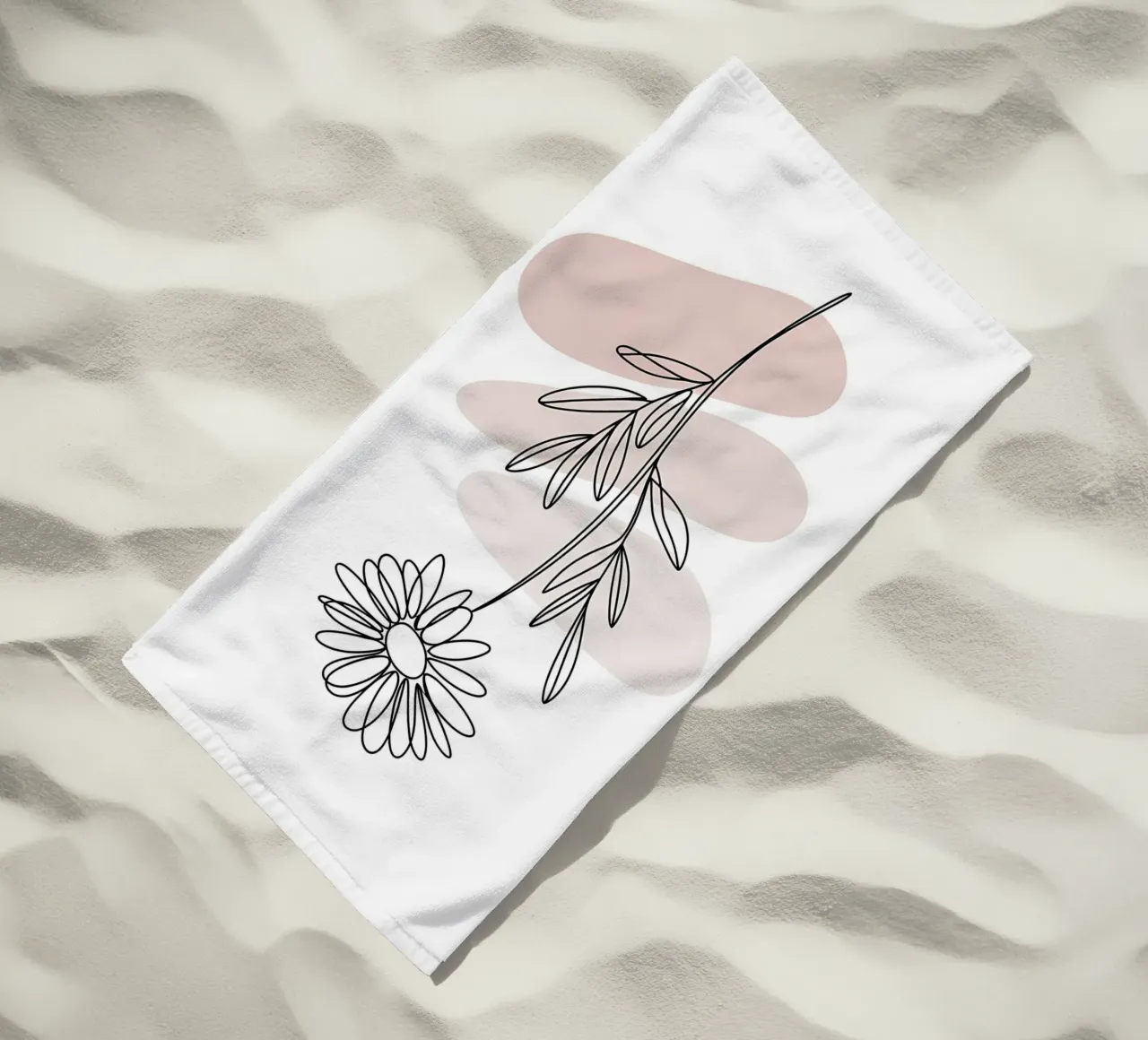 Margherita minimalista a linea continua telo mare da Plain Thoughts