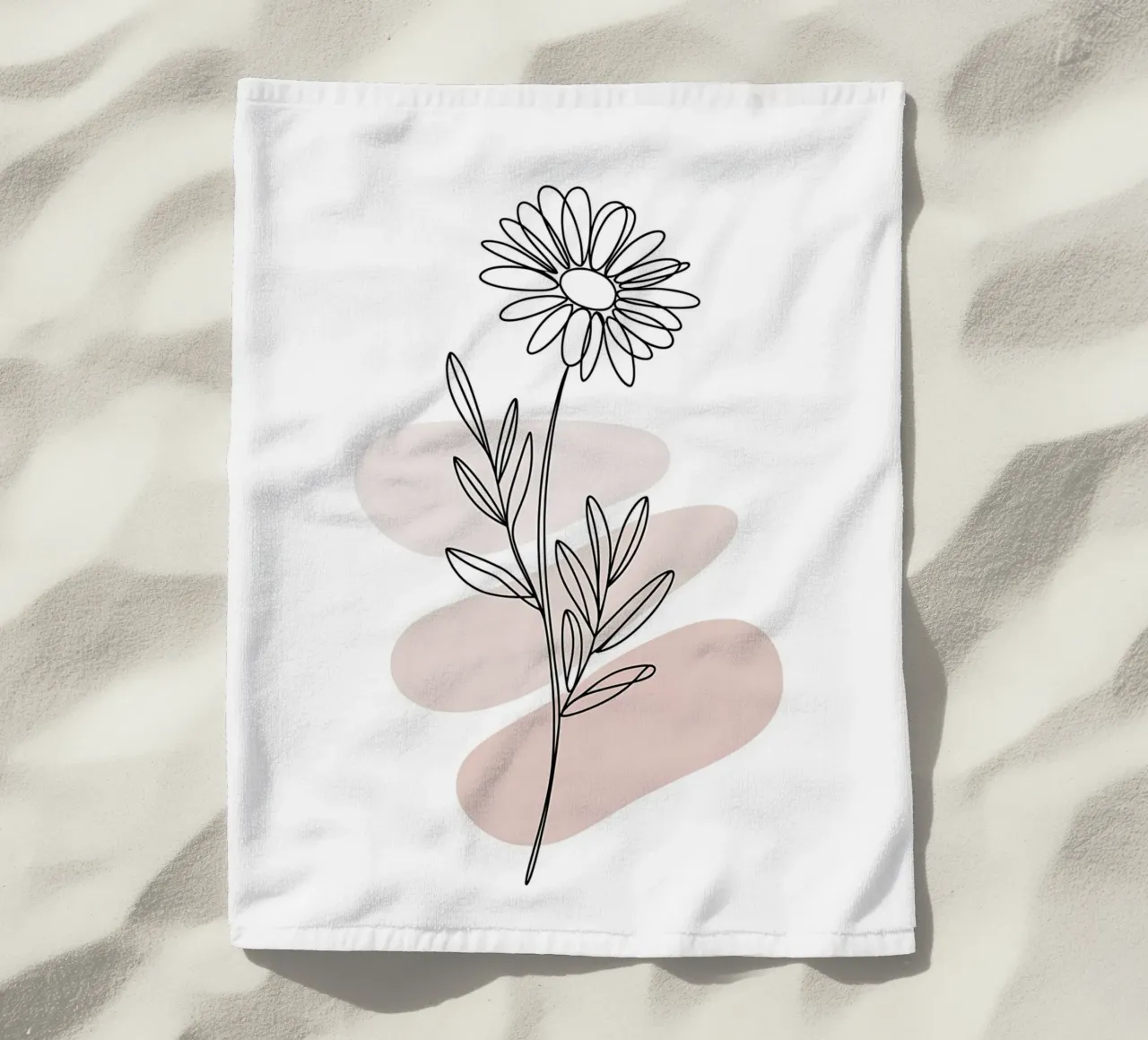 Margherita minimalista a linea continua telo mare da Plain Thoughts