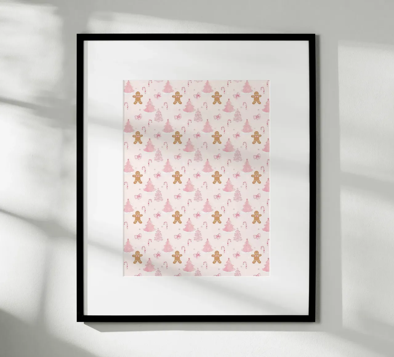 Alberi di Natale rosa Omino di pan di zenzero Coquette Holiday Art poster da Gentle Echoes Art