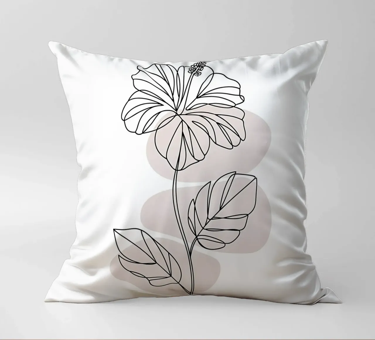 Ibisco minimalista in linea continua cuscino da Plain Thoughts